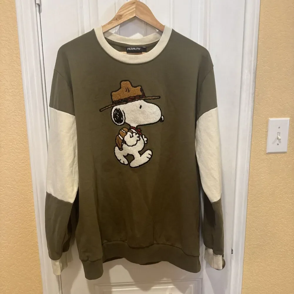 Peanuts  Crewneck Sweatshirt Pullover Sage Green Men’s XL